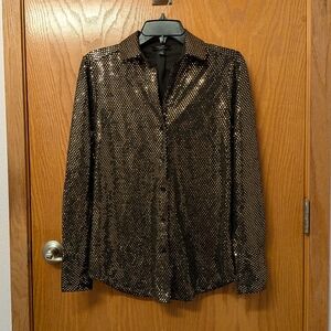 Have Metallic Gold Button Down Shirt